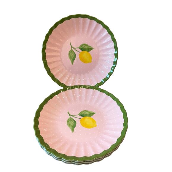 C&C California Macroom Lemon Melamine Salad & Dinner Plate Set of 8 Pink NEW - Picture 14 of 16
